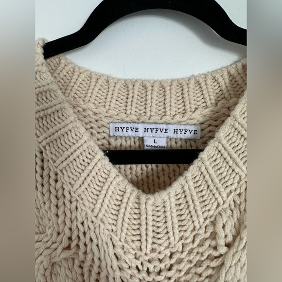 HYFVE Cable Knit Sweater in Cream/Beige - Picture 7 of 8